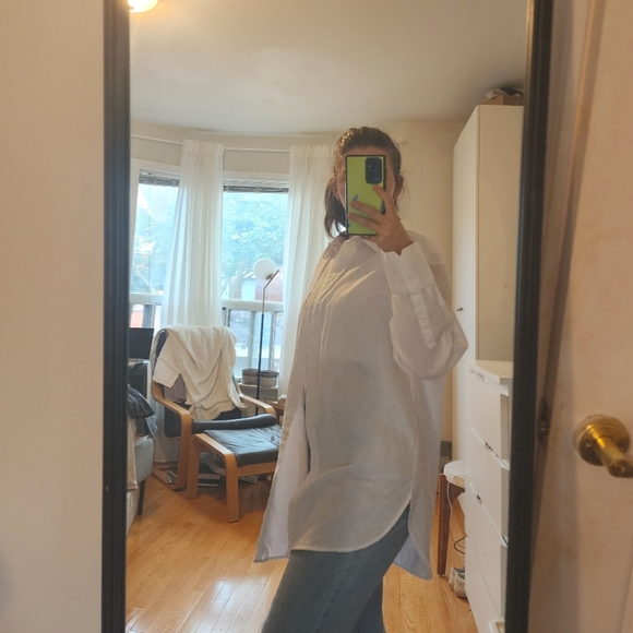 BNWT H&M Linen-Cottom Blend Button Down Shirt, US S - Picture 2 of 13